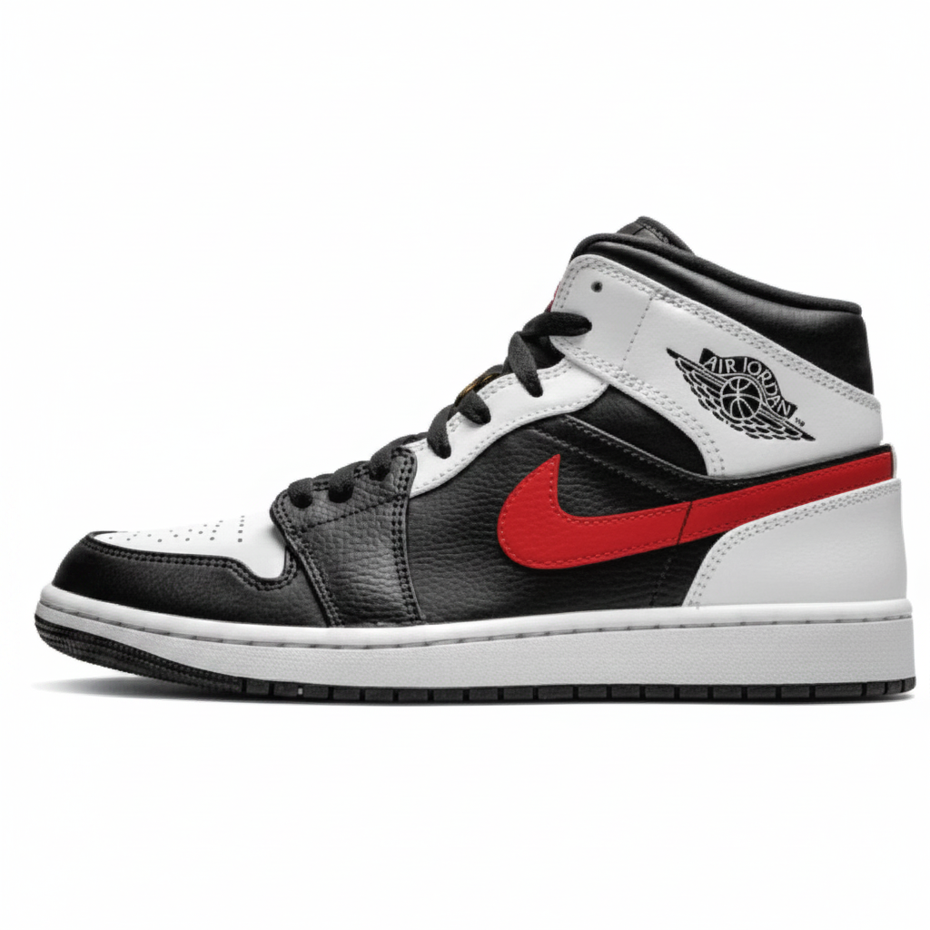 Air Jordan 1 Mid Black Chile Red White